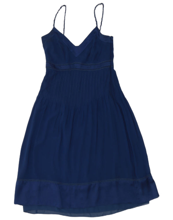 Karen Millen Vestido de verano para mujer UK 10 Small Seda azul marino