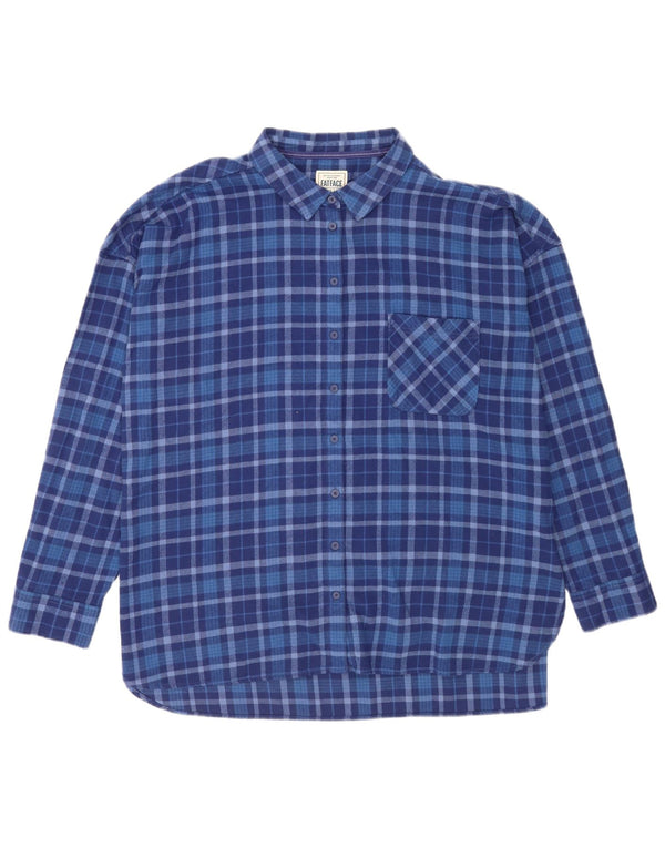 Camisa de franela para mujer Fat Face UK 20 2XL Algodón a cuadros azules