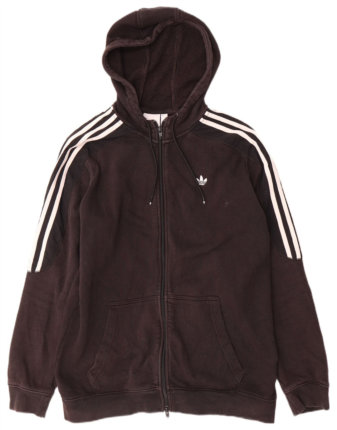 Adidas - Sudadera con capucha y cremallera para hombre, algodón negro mediano