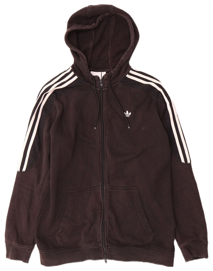 Adidas - Sudadera con capucha y cremallera para hombre, algodón negro mediano