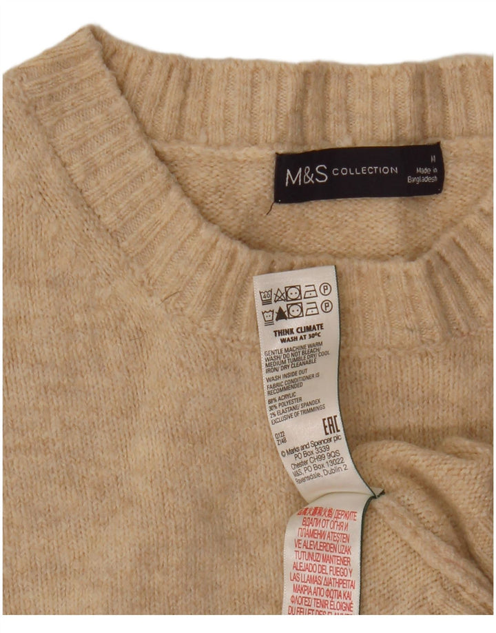 MARKS & SPENCER Suéter tipo jersey con cuello redondo para mujer UK 40 Medio Beige