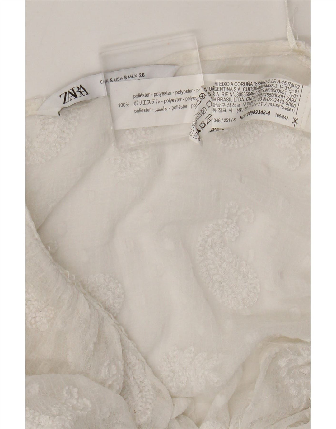 Zara Vestido largo transparente para mujer UK 8 Small White Paisley Poliéster