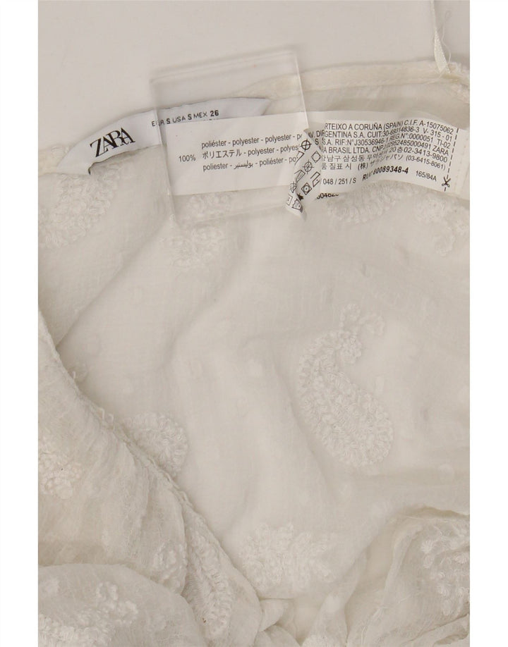 Zara Vestido largo transparente para mujer UK 8 Small White Paisley Poliéster