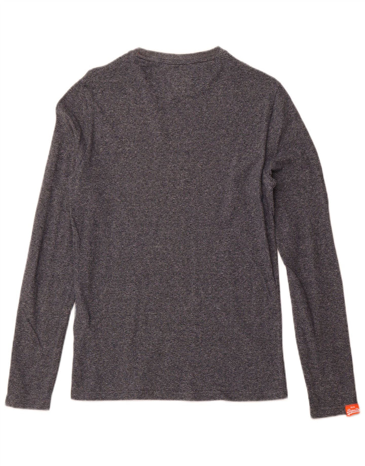 SUPERDRY Hombre Top manga larga pequeño algodón moteado azul marino