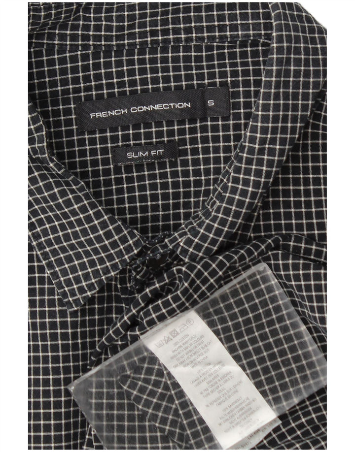 Camisa de franela de corte slim de algodón a cuadros negros pequeños de French Connection Hombre