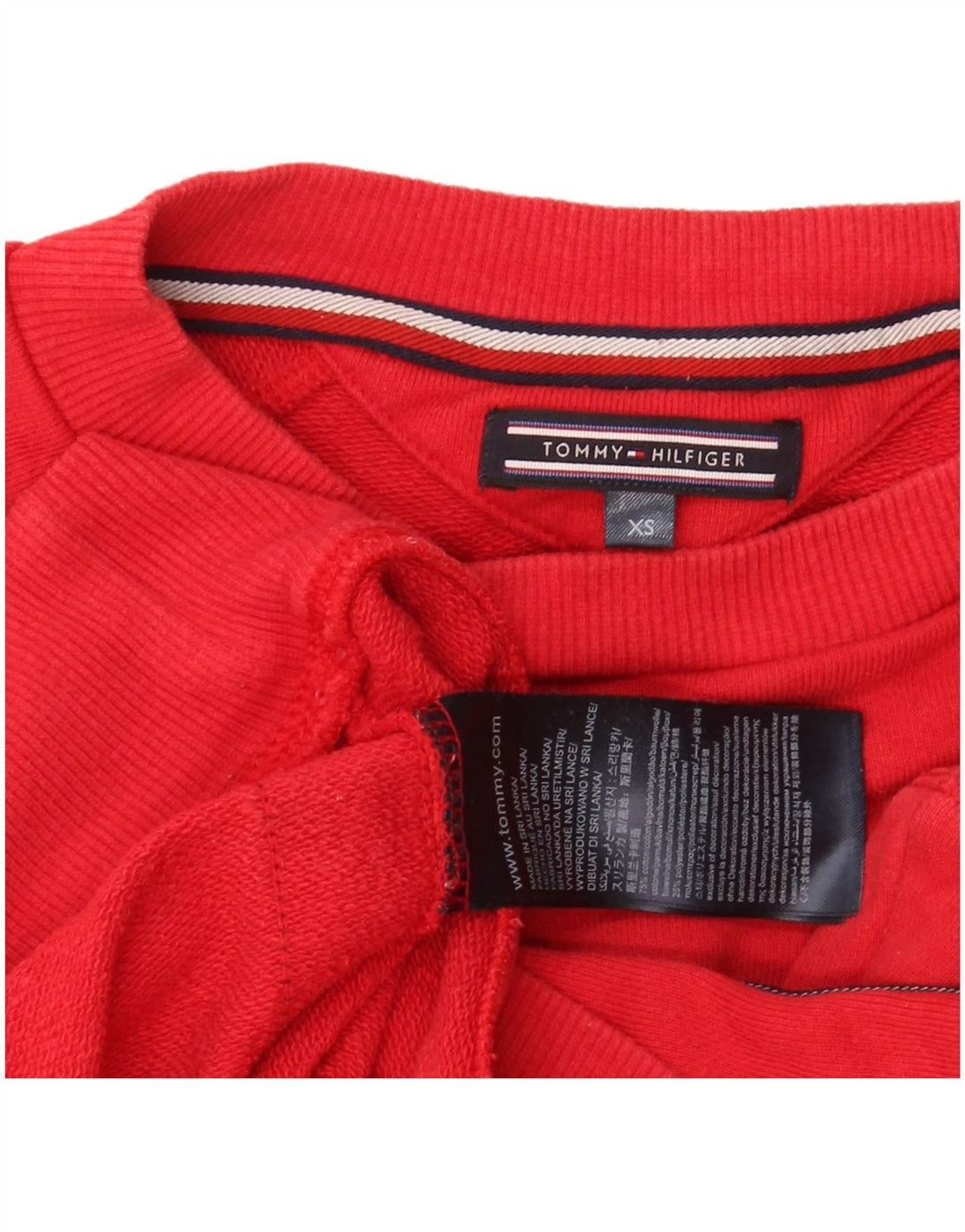 TOMMY HILFIGER Sudadera gráfica para hombre Jumper XS Algodón color block rojo