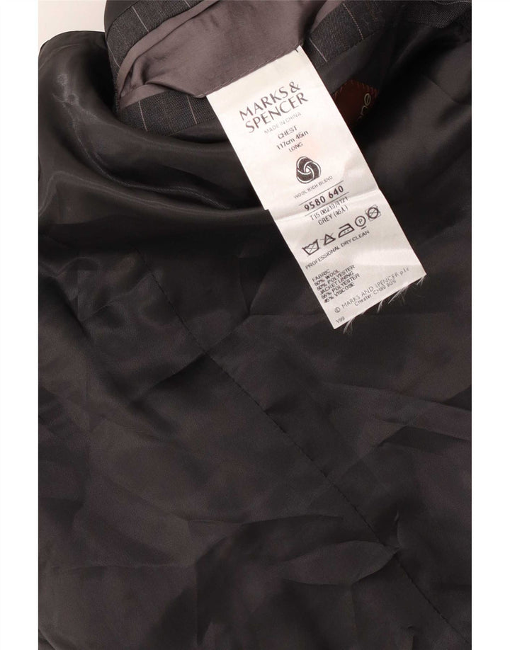 Marks & Spencer Chaqueta tipo blazer de 2 botones para hombre UK 46 XL Lana gris a rayas