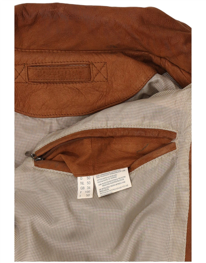 Trapper Chaqueta de cuero holgada para hombre UK 34 XS Cuero marrón