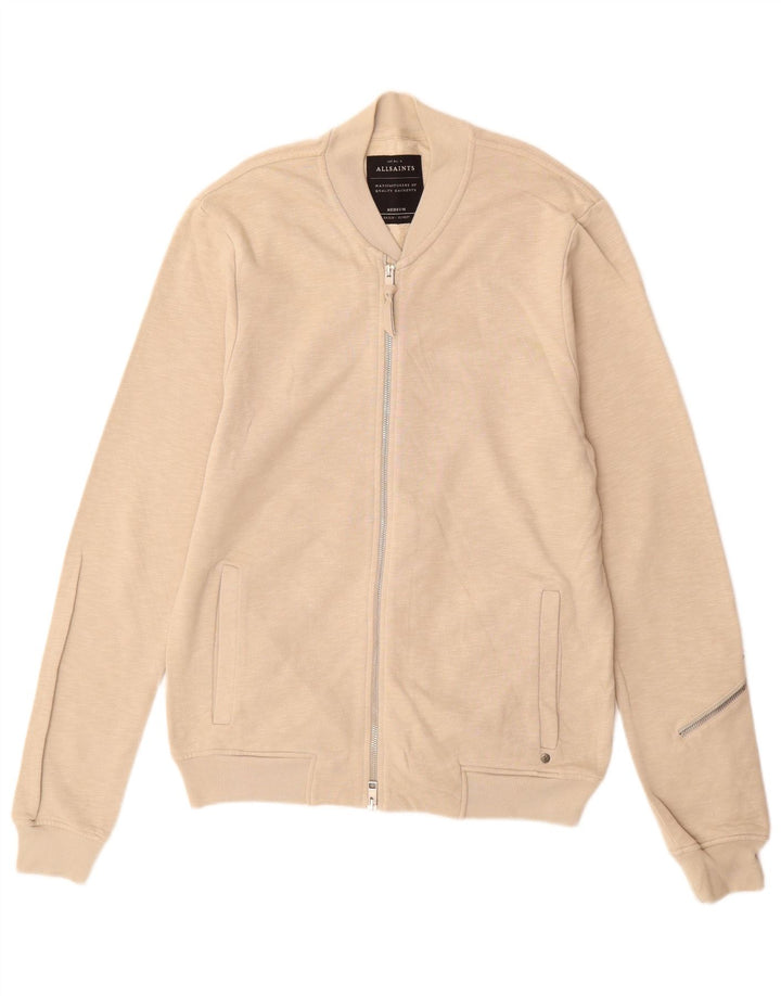 All Saints Hombre Chándal Top Chaqueta Algodón Beige Medio