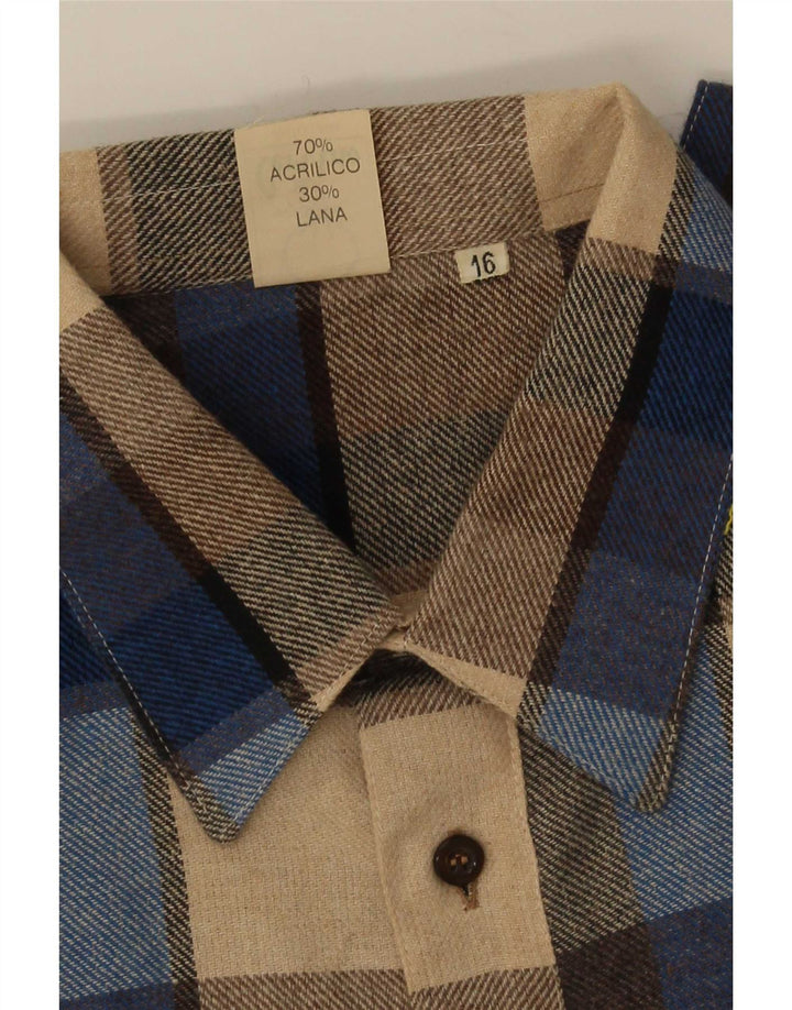 Cervino Camisa de franela para hombre Talla 16 Acrílico a cuadros multicolor grande