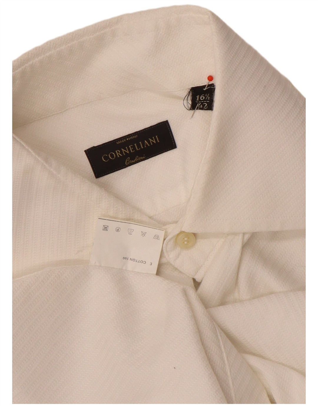 Corneliani Camisa Hombre Talla 42 16 1/2 Grande Algodón Blanco
