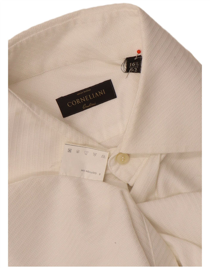 Corneliani Camisa Hombre Talla 42 16 1/2 Grande Algodón Blanco