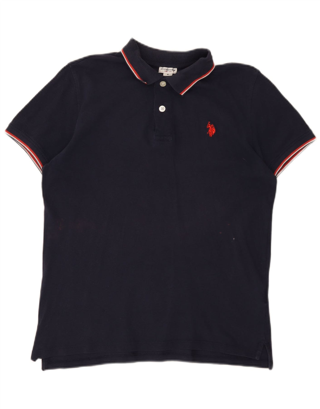 Asociación de Polo de EE. UU. Camisa Hombre Mediana Azul Marino Rayas Algodón