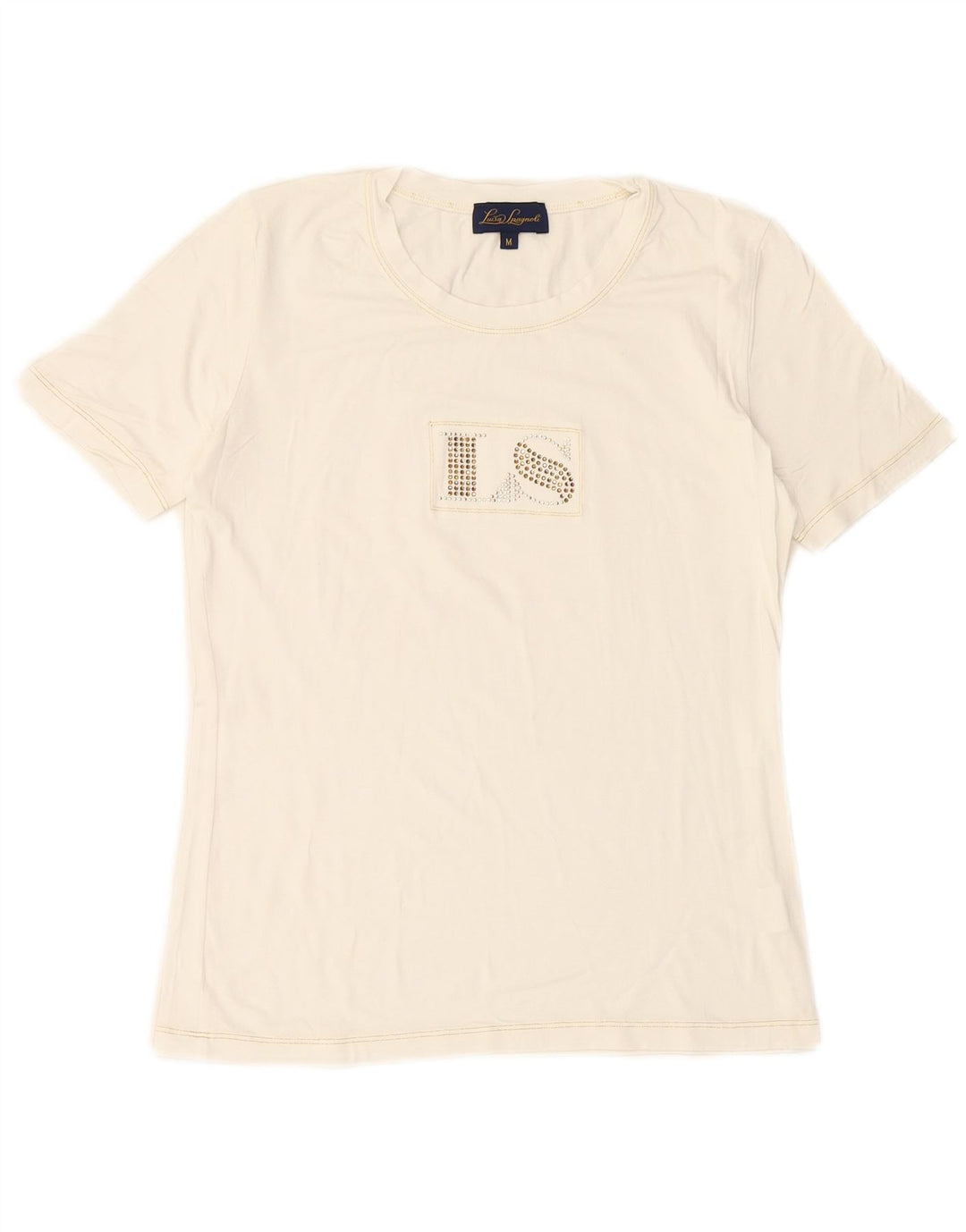 LUISA SPAGNOLI Camiseta gráfica para mujer Top UK 40 Viscosa blanca mediana