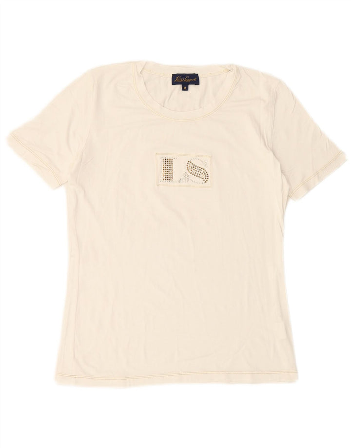 LUISA SPAGNOLI Camiseta gráfica para mujer Top UK 40 Viscosa blanca mediana