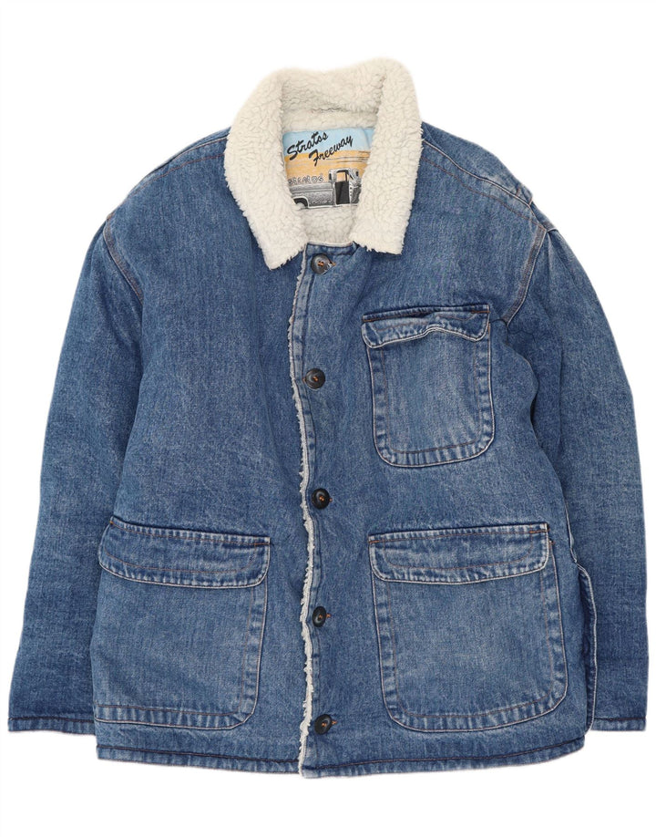Stratos Chaqueta vaquera Sherpa para hombre Reino Unido 38 Azul medio Algodón Retro