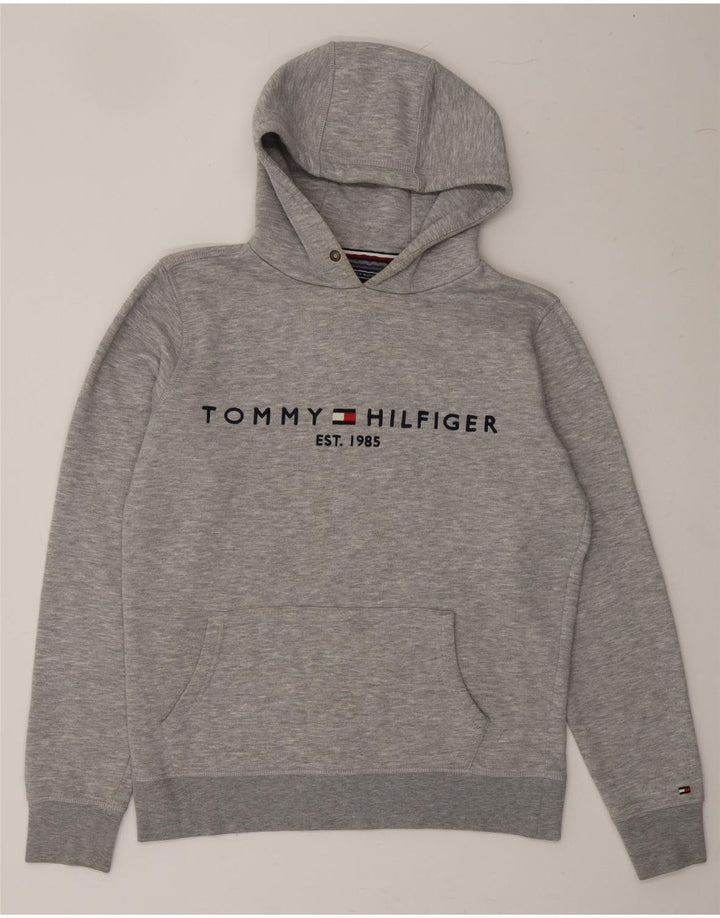 TOMMY HILFIGER Mens Graphic Hoodie Jumper Medium Grey Vintage Tommy Hilfiger and Second-Hand Tommy Hilfiger from Messina Hembry 