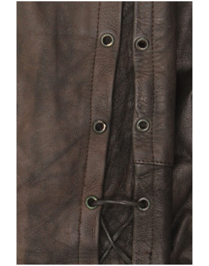 Pantalones de cuero vintage para hombre W36 L34 Negro