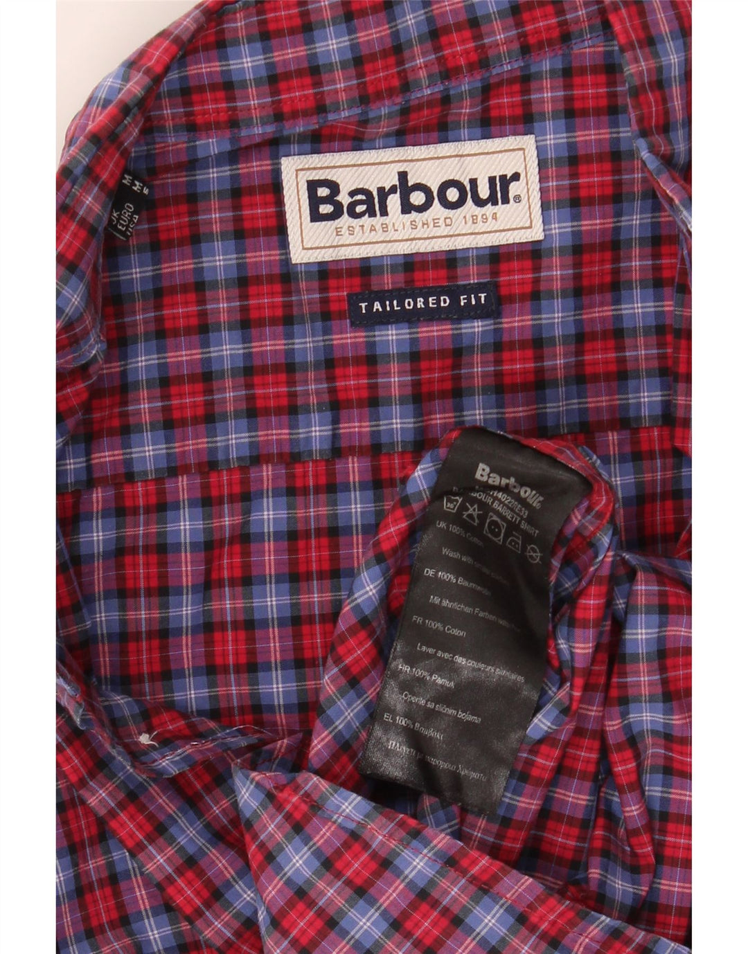 BARBOUR Camisa de manga corta de corte entallado para hombre Cuadros multicolores medianos