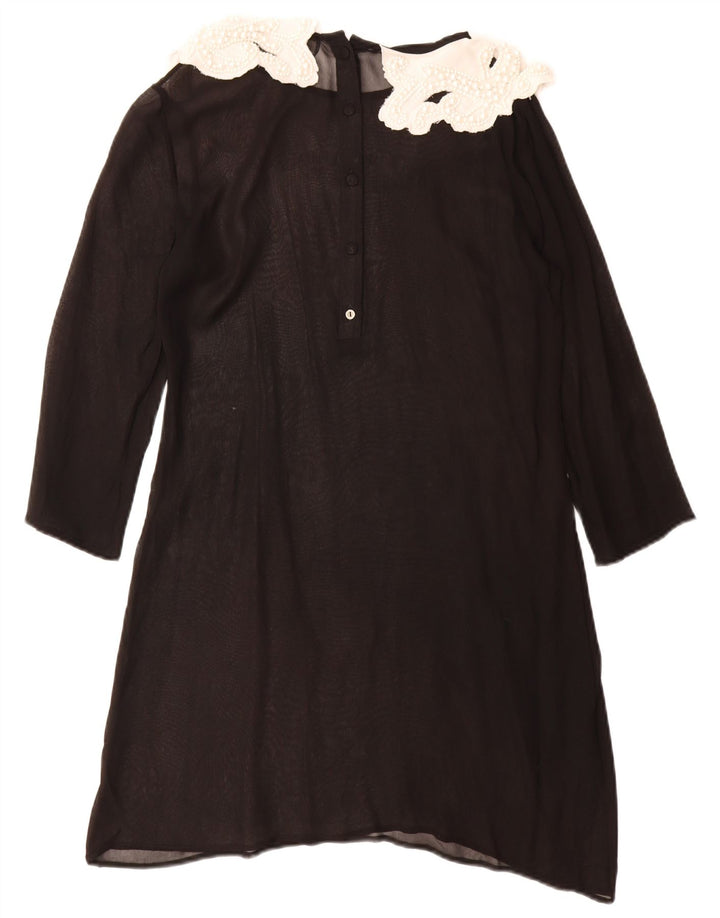 CRISTINA GAVIOLI Vestido acampanado transparente para mujer UK 40 Small Black