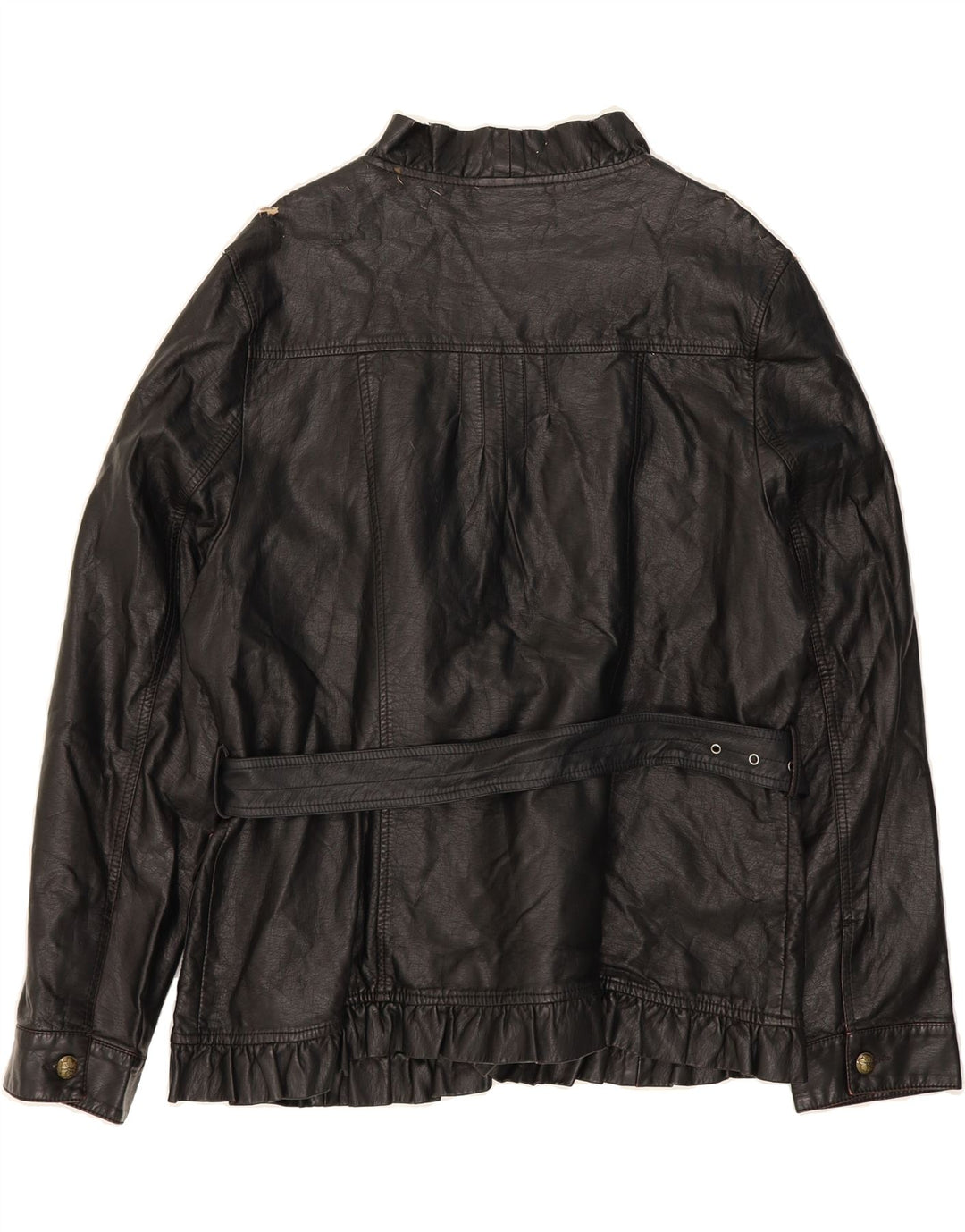 VINTAGE Womens Faux Leather Jacket UK 20 2XL Black Polyurethane Vintage Vintage and Second-Hand Vintage from Messina Hembry 