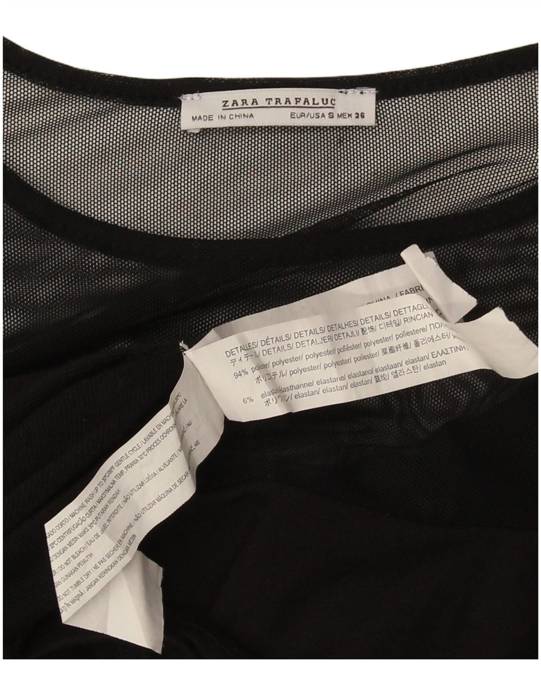 Zara Vestido recto de manga larga para mujer UK 10 Small Poliéster negro