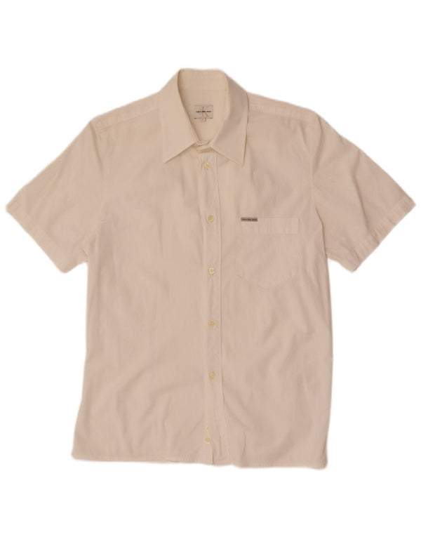 Camisa Calvin Klein Jeans Hombre Manga Corta Algodón Blanco Mediano