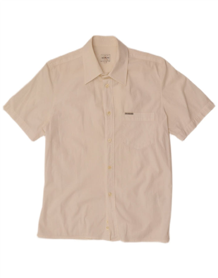 Camisa Calvin Klein Jeans Hombre Manga Corta Algodón Blanco Mediano