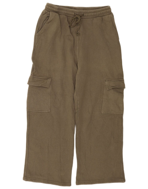 Zara Mujer Pantalones De Chándal Cargo UK 42 Medium Caqui Algodón