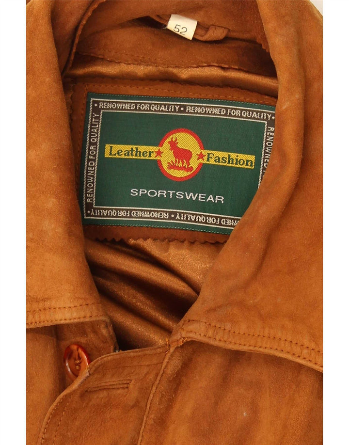 Chaqueta de ante vintage para hombre IT 52 XL cuero marrón