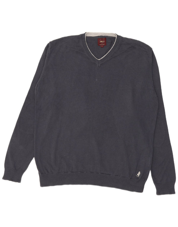 Marlboro Classics - Jersey con cuello en V para hombre, algodón gris medio