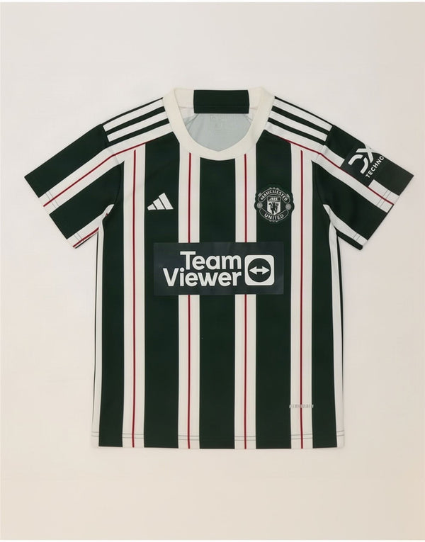 Adidas Boys Manchester United Graphic Camiseta Top 10-11 años Verde Rayas