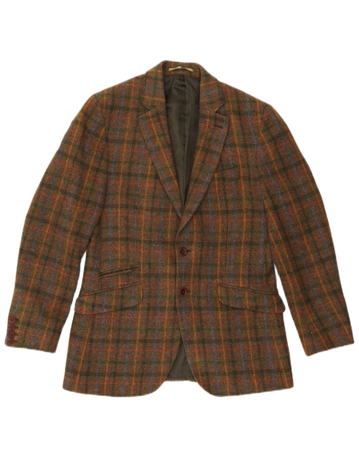 Crew Clothing Chaqueta tipo blazer de 2 botones para hombre UK 38 Lana a cuadros marrón medio
