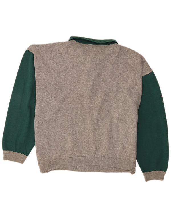 Roby - Sudadera con cuello tipo polo para hombre, talla 2XL, color gris, algodón
