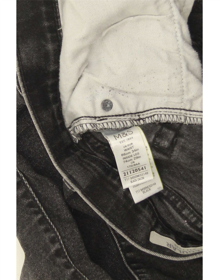 Marks & Spencer Vaqueros rectos para hombre W34 L29 Algodón negro