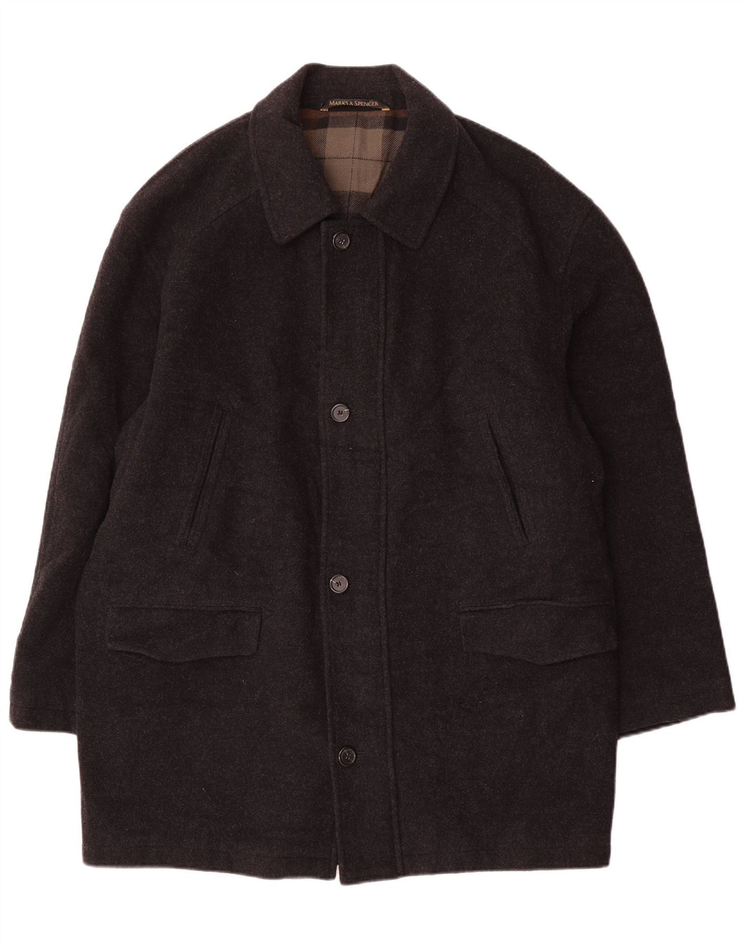 Marks & Spencer Abrigo para hombre Reino Unido 40 Grande Gris Lana Virgen