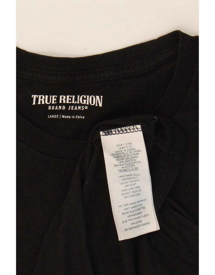 True Religion Camiseta gráfica para hombre Top grande de algodón negro