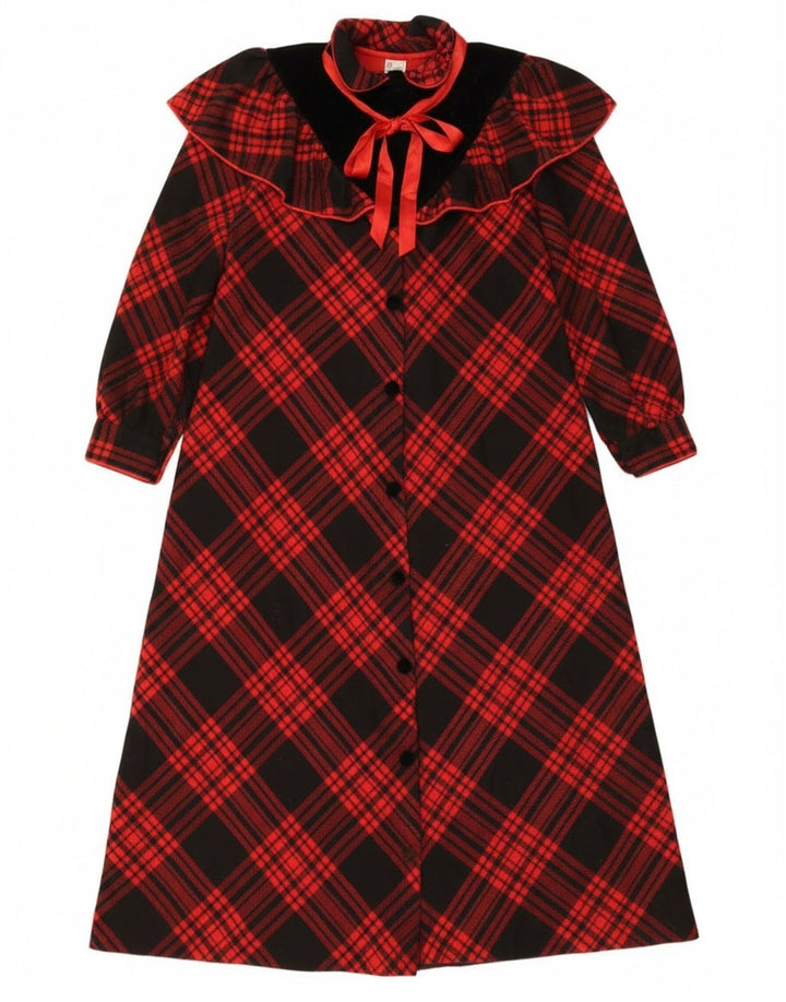 Vintage mujer Maxi camisa vestido Reino Unido 14 grande rojo comprobar lana