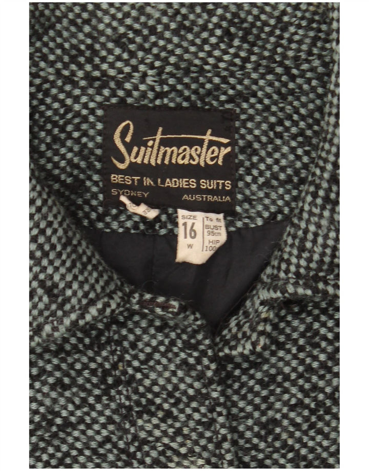 VINTAGE Chaqueta Blazer de 6 botones para mujer Reino Unido 16 Lana moteada gris grande