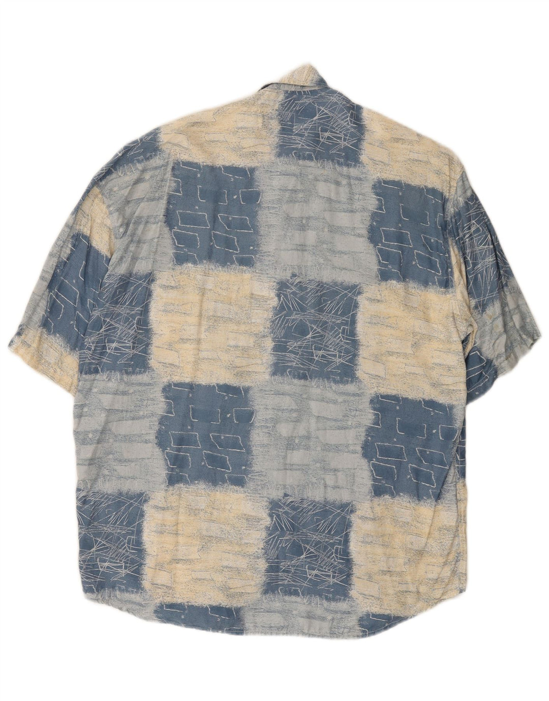 RAYBEST Camisa de manga corta para hombre azul medio geométrico