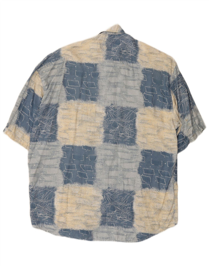 RAYBEST Camisa de manga corta para hombre azul medio geométrico