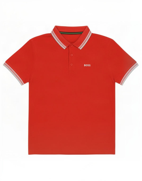 Polo Hugo Boss Hombre Pequeño Algodón A Rayas Rojas