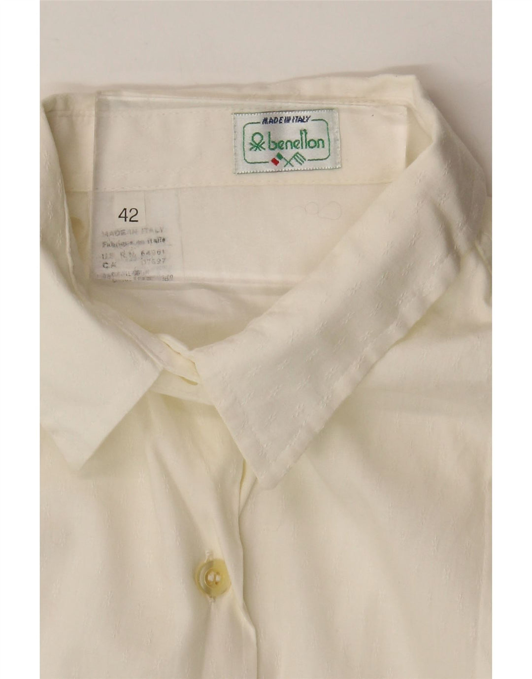 Camisa Benetton Mujer IT 42 Mediana Blanco Algodón