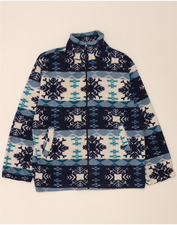 Vintage hombres chaqueta de lana Reino Unido 42 XL azul Fair Isle Viscosa