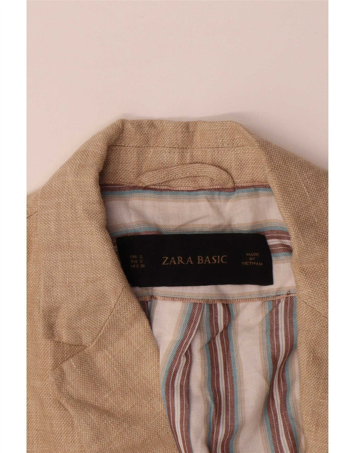 Zara Mujer Chaqueta Blazer De 1 Botón UK 10 Small Beige