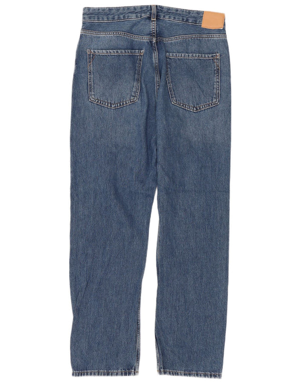 Zara Vaqueros rectos de cintura alta para mujer EU 38 Small W28 L28 Azul