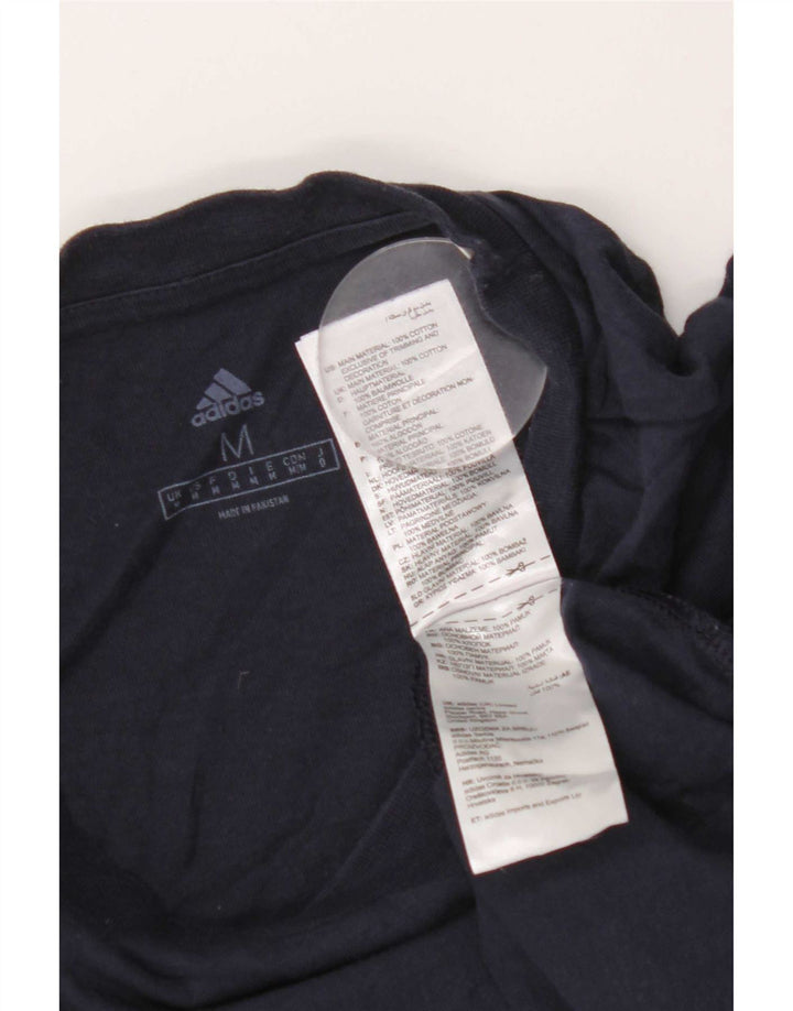 Adidas Hombre Camiseta Gráfica Top Medio Azul Marino Algodón