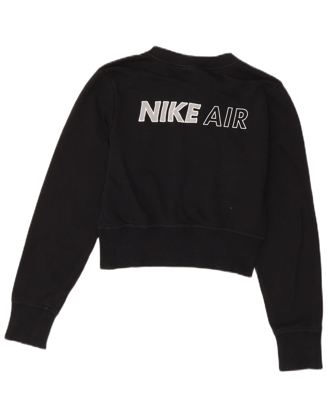 NIKE Mujer Crop Graphic Sudadera Jumper UK 6 XS Algodón Negro