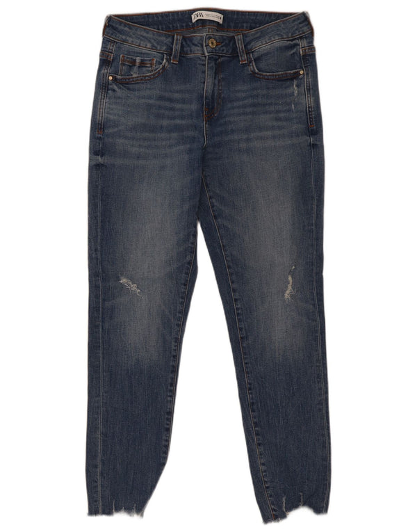 Zara Jeans Ajustados Desgastados para Mujer EU 40 Medium W30 L27 Algodón Azul