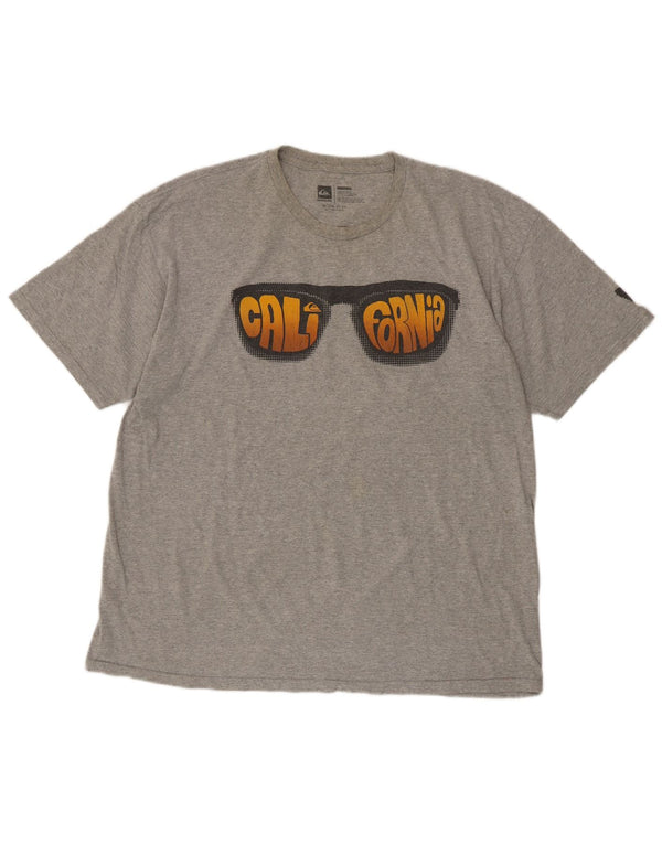 Quiksilver Camiseta gráfica para hombre Top XL Gris Algodón